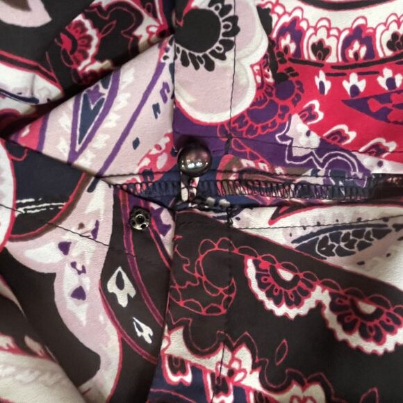 Lane Bryant Top Multicolor Paisley Print Long Bell Sleeve Wrap Blouse sz 14‎ EUC - Picture 13 of 15